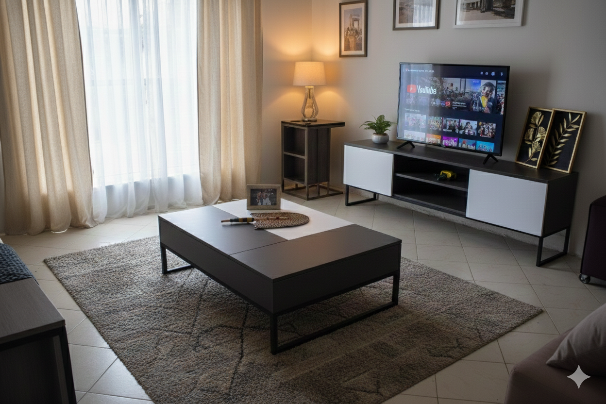 Makespace Livingroom with TV stand and Convertible Coffee Table