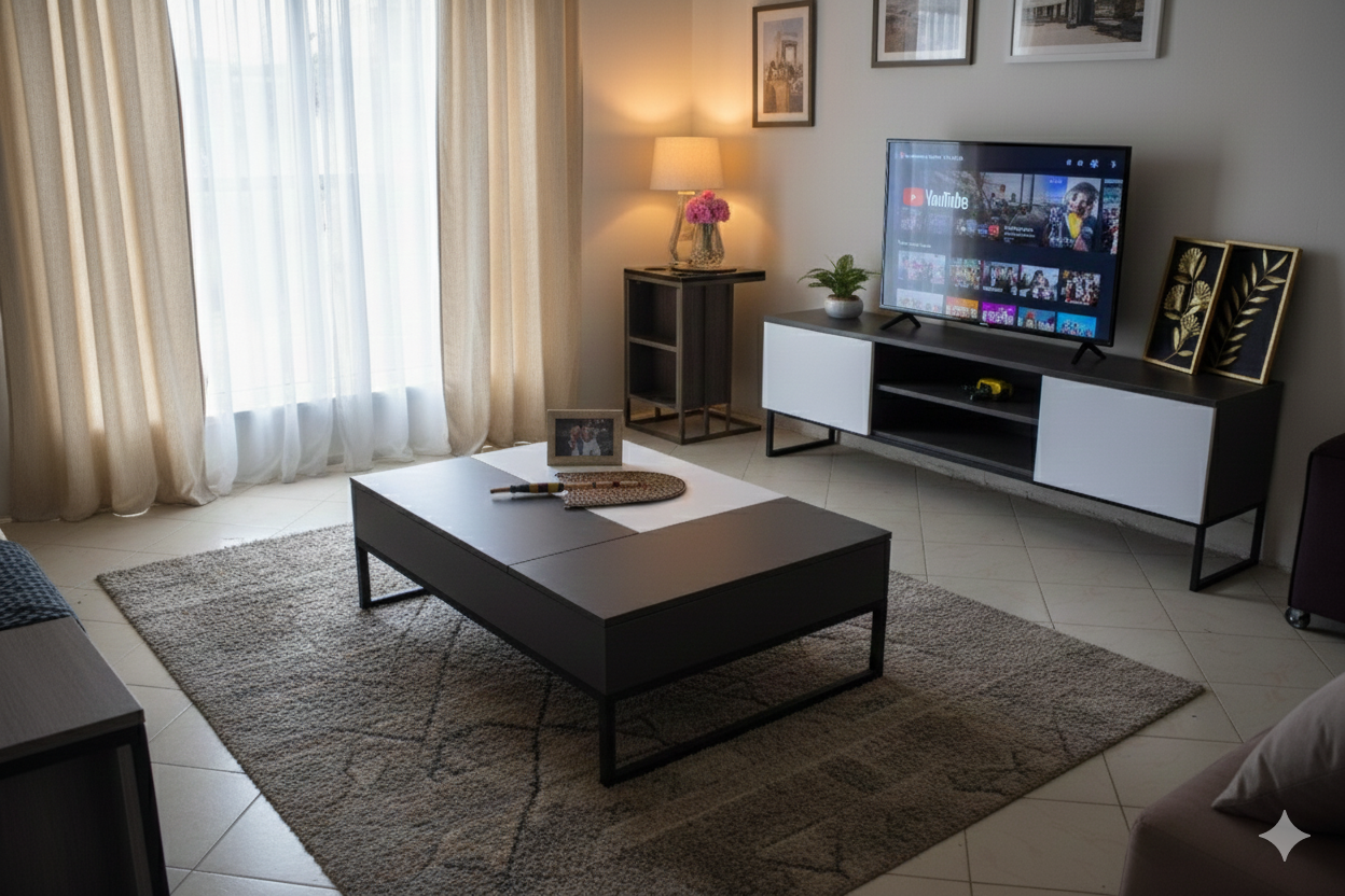 Makespace Livingroom with TV stand and Convertible Coffee Table